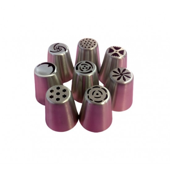 Set 8 duiuri ornat din inox cu adaptor inclus, 4.2 cm, Rose, 84COF Set 8 duiuri ornat din inox cu adaptor inclus, 4.2 cm, Rose, 84COF