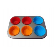 Tava De Copt 6 Briose, 6  Cupe din silicon, 70COF