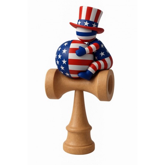 Kendama din lemn natural, Bila lemn +  Sticker Waterproof USA pentru telefon, 164KD