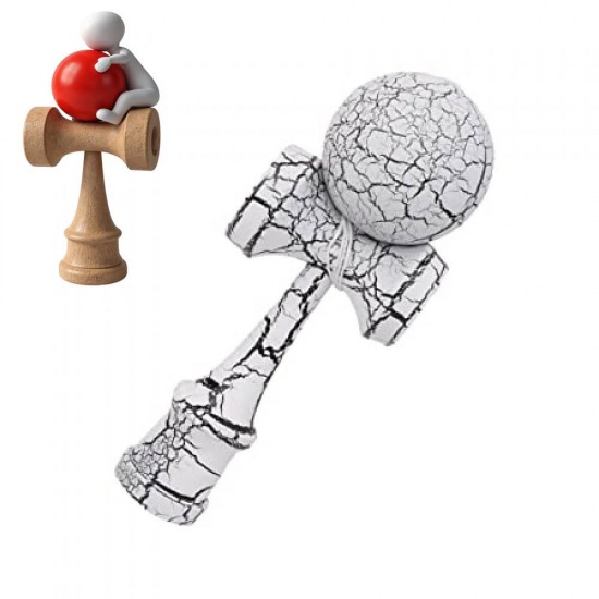 Kendama Profesionala, Bila din lemn, Design artistic cu finisaj Crapatura + Sticker pentru Telefon, 102KD