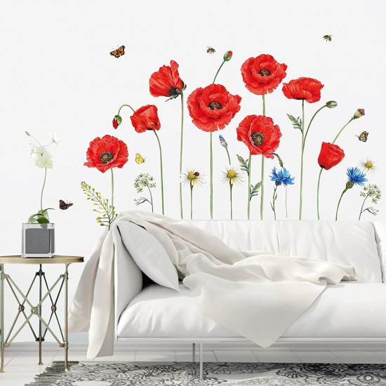 Sticker decorativ, Trandafiri rosii, 90 cm, 1144STK