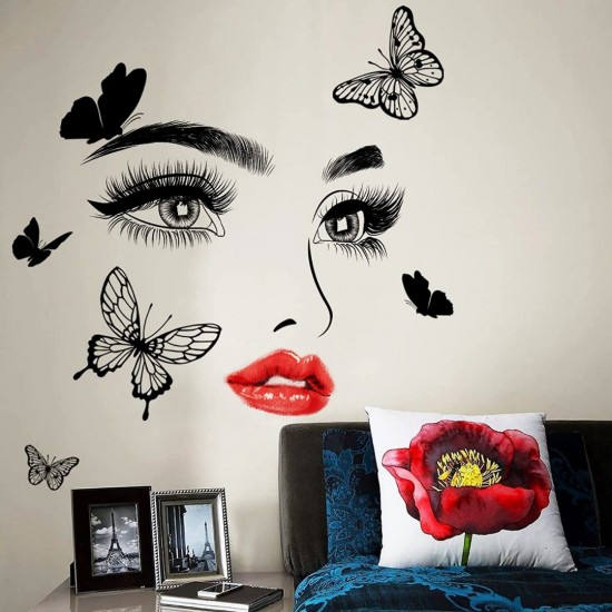 Sticker decorativ, Fata cu fluturi, 60 cm, 1145STK-1