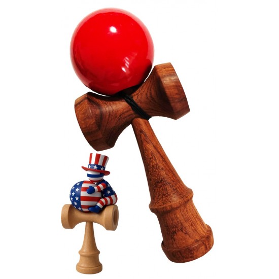 Kendama din lemn natural, Bila lemn + Sticker Waterproof USA pentru telefon, 148KD