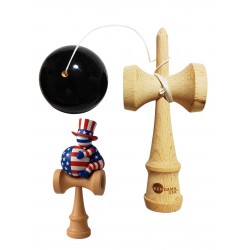 Kendama din lemn natural, Bila lemn + Sticker Waterproof USA pentru telefon, 170KD