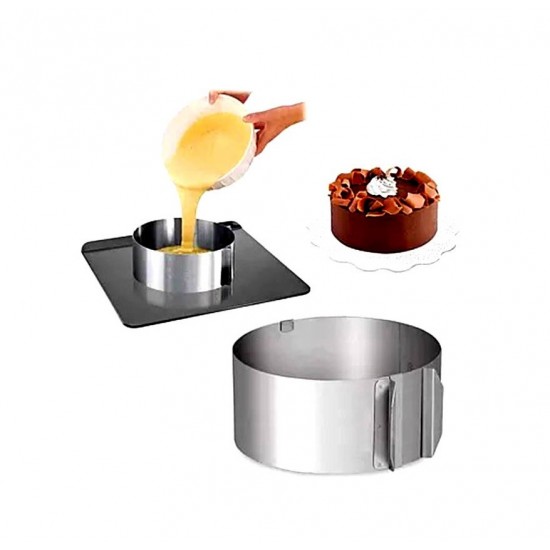 Forma pentru torturi, rotunda reglabila 16-30 cm, Inaltime 8,8 cm, Inox, 461COF Forma pentru torturi, rotunda reglabila 16-30 cm, Inaltime 8,8 cm, Inox, 461COF