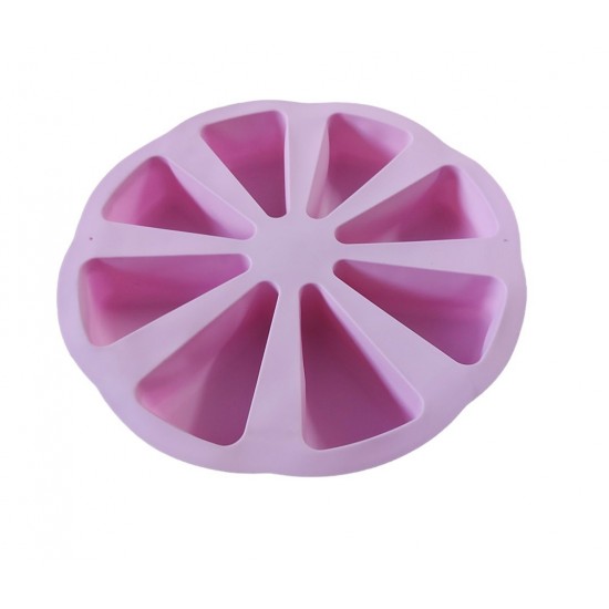 Forma silicon pentru prajituri, Felii de Pizza, 8 cavitati, Roz, 27 cm, 477COF