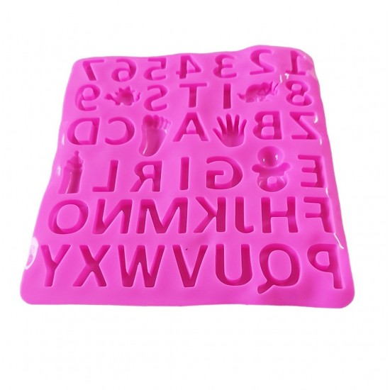 Forma silicon cu Cifre, Litere, Piciorus, Manuta, Biberon, Dinozaur, Suzeta, Roz, 21 cm, 493COF