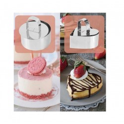 Forme prajituri inima, stea, floare, rotund cu pasator, pentru patiserie, bucatarie si plating, inox, 528COF