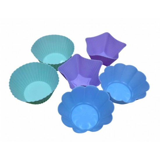 Forma din silicon pentru prajituri briose, model diverse, termorezistenta, 6 cavitati, 537COF
