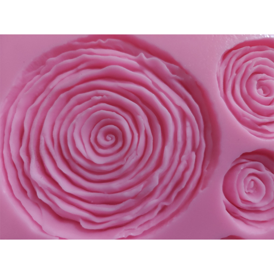 Matrita din silicon, trandafiri si frunze pentru fondant, ciocolata si pasta de zahar, 11 x 20 cm, 553COF