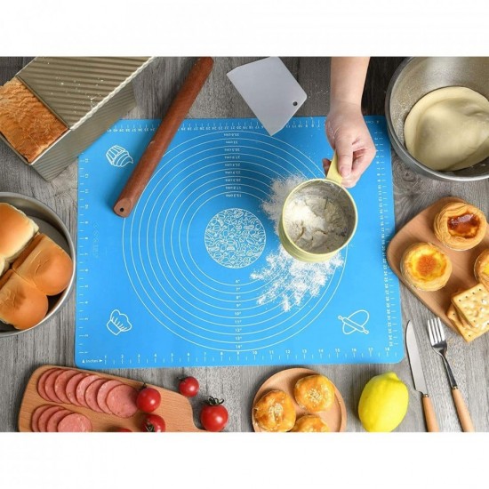 Covoras pentru aluat din silicon, foaie antiaderenta, 60x80 cm, Albastru, 557COF