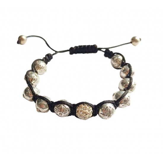 Bratara cu pietre Hematit si Charm, Argintiu, BR70 Bratara cu pietre Hematit si Charm, Argintiu, BR70