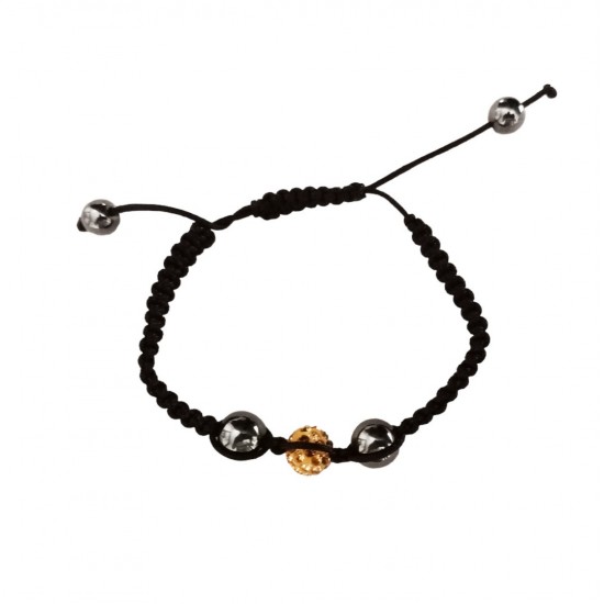 Bratara cu pietre Hematit si Charm, Negru, BR63 Bratara cu pietre Hematit si Charm, Negru, BR63