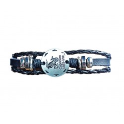 Bratara din piele ecologica, Zodiac Capricorn, Negru, BR46