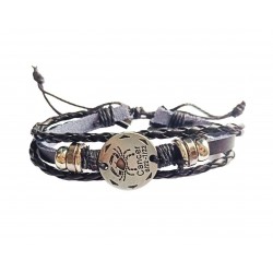 Bratara din piele ecologica, Zodiac Rac, Negru, BR49
