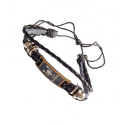 Bratara din piele ecologica, Zodiac Scorpion, Negru, BR44
