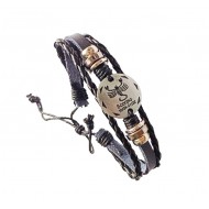 Bratara din piele ecologica, Zodiac Scorpion, Negru, BR54
