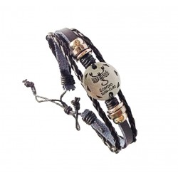 Bratara din piele ecologica, Zodiac Scorpion, Negru, BR54