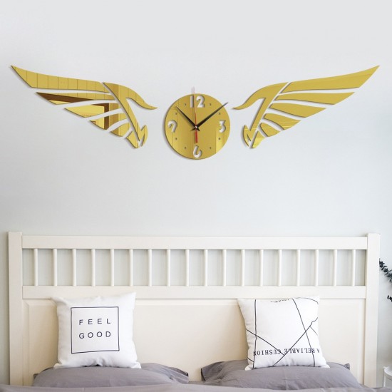 Ceas decorativ de perete, Aripi, Oglinda acrilica, 85 cm, MC-061