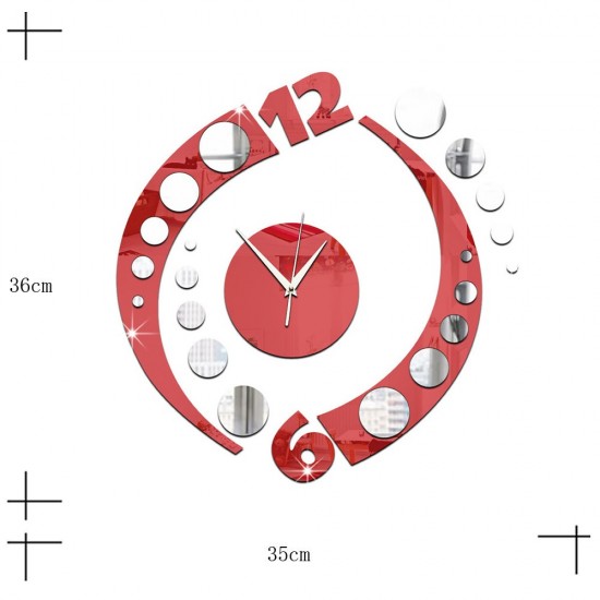 Ceas decorativ de perete, Asimetric, Oglinda acrilica, 36 cm, MC-016