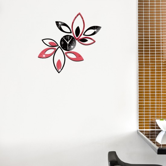 Ceas decorativ de perete, Flori, Oglinda acrilica, 36 cm, ZB077