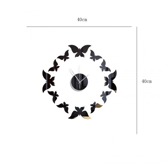 Ceas decorativ de perete, Fluturi, Oglinda acrilica, 40 cm,  MC-035
