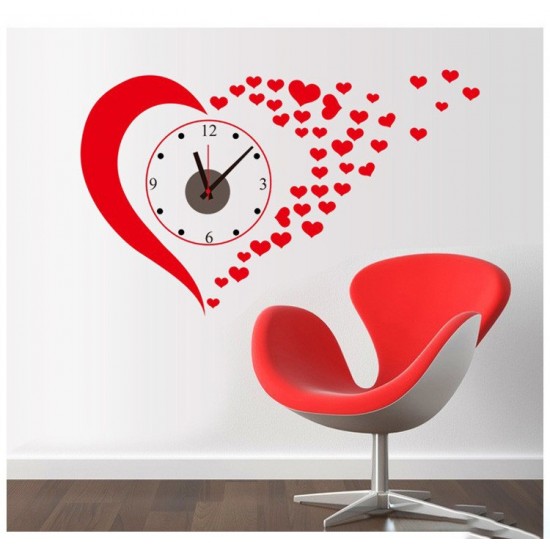 Ceas decorativ de perete, Inima, Ceas cu Autocolant, 50 cm, CD829 Ceas decorativ de perete, Inima, Ceas cu Autocolant, 50 cm, CD829