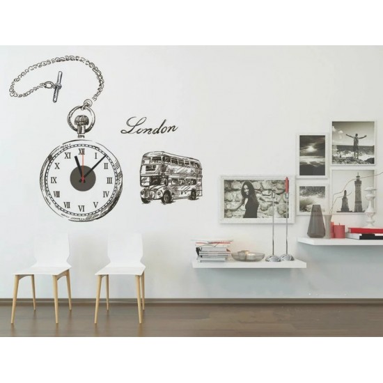 Ceas decorativ de perete, London, Ceas cu Autocolant, 50 cm, CD869 Ceas decorativ de perete, London, Ceas cu Autocolant, 50 cm, CD869