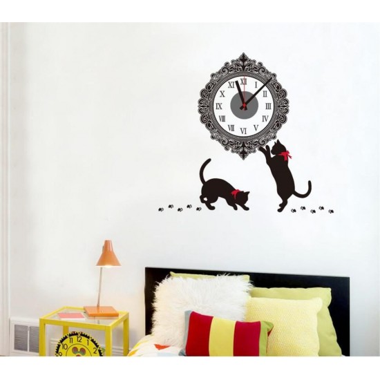 Ceas decorativ de perete, Pisici, Ceas cu Autocolant, 40 cm, CD880 Ceas decorativ de perete, Pisici, Ceas cu Autocolant, 40 cm, CD880