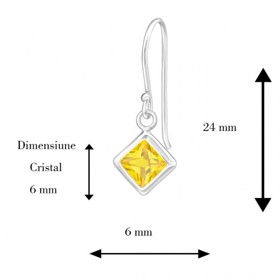 Cercei argint, Inima, Cristale Yellow, A4S23942 Cercei argint, Inima, Cristale Yellow, A4S23942