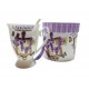 Cana din ceramica cu lingurita, Model cu lavanda, Mov, DO116G-A