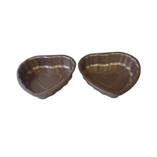 Forma pentru Tarte, Set 2 forme, Inima, Maro, 10 cm, 403COF Forma pentru Tarte, Set 2 forme, Inima, Maro, 10 cm, 403COF