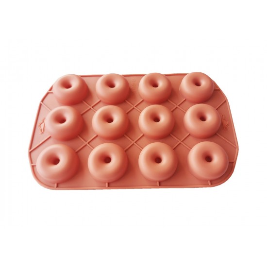 Forma silicon 12 cavitati, Pentru prajituri sau Briose, Maro, 28 cm, 236COF