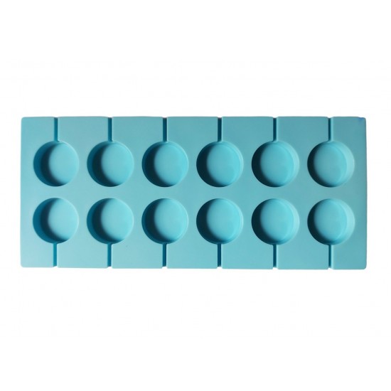 Forma silicon 12 cavitati, Rotund, Acadele din ciocolata sau Acadele din zahar, Albastru, 27 cm, 292COF