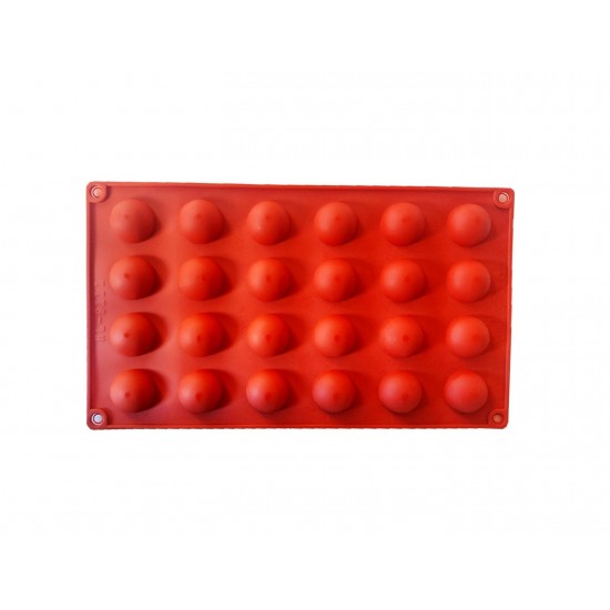 Forma silicon 24 cavitati, Rotund, Bomboane din ciciolata, Rosu, 28 cm, 247COF