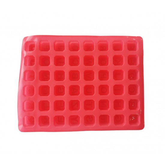 Forma silicon 48 cavitati, Litere, Pentru bomboane sau cuburi de Gheata, Rosu, 23 cm, 225COF