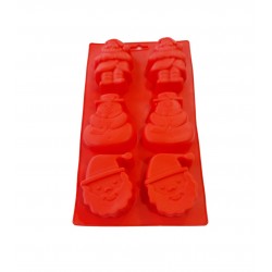 Forma silicon 6 cavitati, Mos Cracioun, Om de Zapada, Pentru prajituri sau Briose, Rosu, 29 cm, 240COF