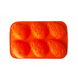 Forma silicon Ou 6 cavitati, Pentru prajituri, Portocaliu, 25 cm, 388COF