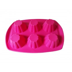 Forma silicon, Pentru prajituri, 6 cavitati, Roz, 29 cm, 343COF