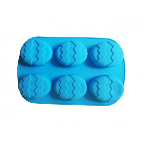 Forma silicon in forma de Ou, Pentru prajituri, Albastru, 6 cavitati, 26 cm, 339COF