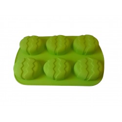 Forma silicon in forma de Ou, Pentru prajituri, Verde, 6 cavitati, 26 cm, 338COF