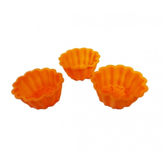 Forma silicon pentru briose, 3 cavitati, Portocaliu, 9 cm, 332COF