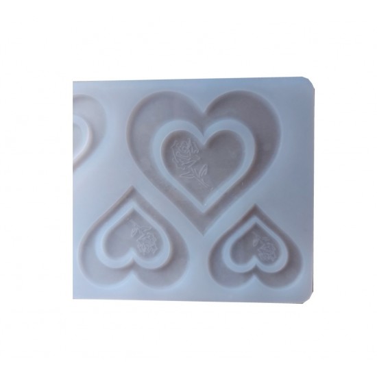 Forma silicon pentru decoarea torturilor, Matrita Inimioare, Alb, 21cm, 314COF
