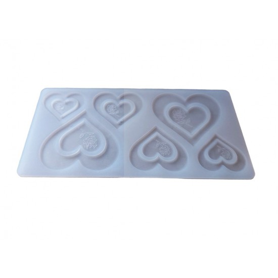 Forma silicon pentru decoarea torturilor, Matrita Inimioare, Alb, 21cm, 314COF
