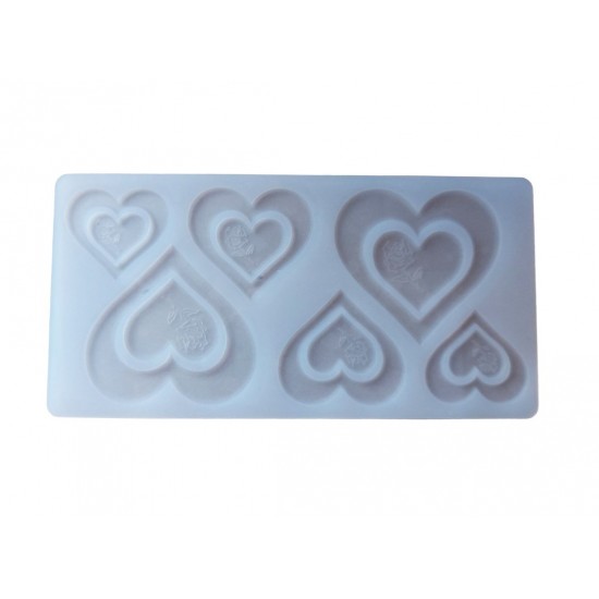 Forma silicon pentru decoarea torturilor, Matrita Inimioare, Alb, 21cm, 314COF