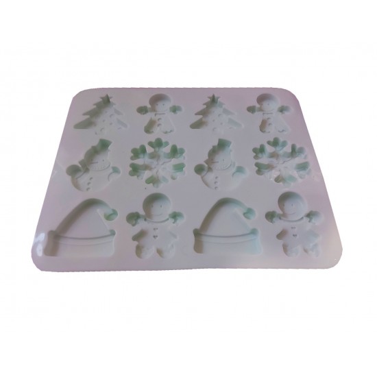 Forma silicon pentru prajituri, 12 cavitati, Sarbatori de iarna, 152COF