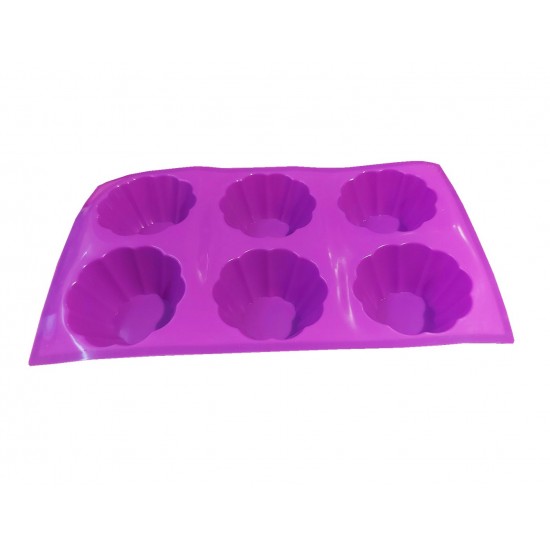 Forma silicon pentru prajituri, 6 cavitati, Mov, 147COF