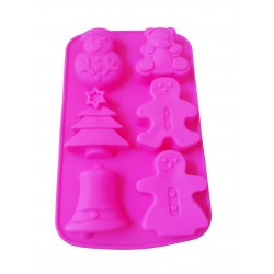 Forma silicon pentru prajituri, 6 cavitati, Sarbatori de iarna, 153COF
