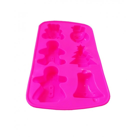 Forma silicon pentru prajituri, 6 cavitati, Sarbatori de iarna, 153COF