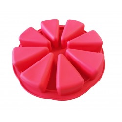 Forma silicon pentru prajituri, Felii de Pizza, 8 cavitati, Rosu, 27 cm, 476COF